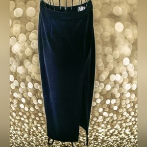 Alex Evenings Black Maxi Skirt With Slit Vintage Size 6